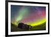 Fish-Eye Lens View of the Northern Lights Above an Old Ranch in Canada-Stocktrek Images-Framed Photographic Print