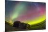 Fish-Eye Lens View of the Northern Lights Above an Old Ranch in Canada-Stocktrek Images-Mounted Photographic Print