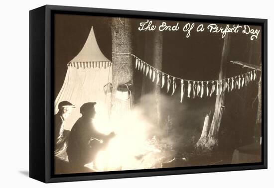 Fish Hanging by Campfire-null-Framed Stretched Canvas