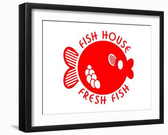 Fish House Fresh Fish Emblem-null-Framed Art Print