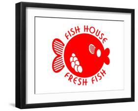 Fish House Fresh Fish Emblem-null-Framed Art Print