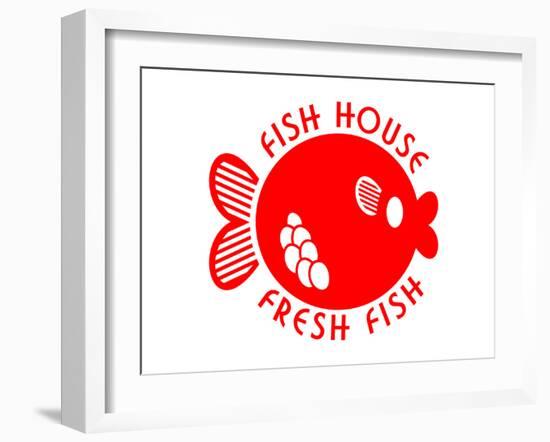 Fish House Fresh Fish Emblem-null-Framed Art Print