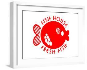 Fish House Fresh Fish Emblem-null-Framed Art Print