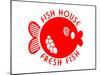Fish House Fresh Fish Emblem-null-Mounted Art Print