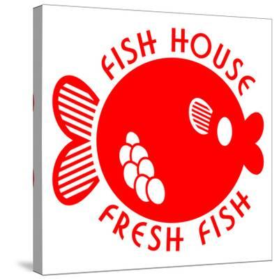 'Fish House Fresh Fish Emblem' Stretched Canvas Print