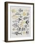 Fish Inklings in Black and Gold Ink-Cat Coquillette-Framed Art Print