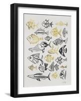 Fish Inklings in Black and Gold Ink-Cat Coquillette-Framed Art Print