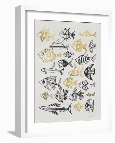 Fish Inklings in Black and Gold Ink-Cat Coquillette-Framed Art Print