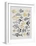 Fish Inklings in Black and Gold Ink-Cat Coquillette-Framed Art Print