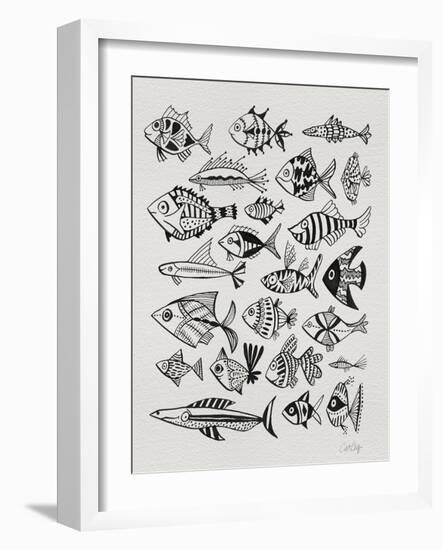 Fish Inklings in Black Ink-Cat Coquillette-Framed Art Print