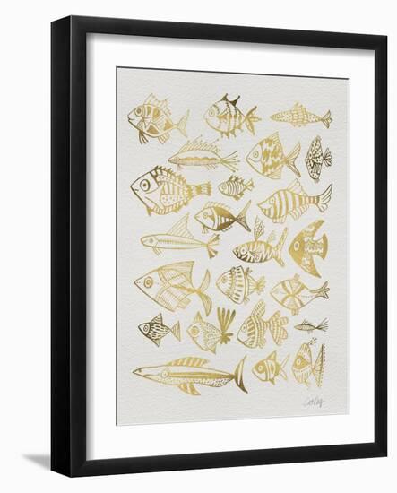 Fish Inklings in Gold Ink-Cat Coquillette-Framed Art Print