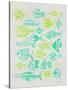 Fish Inklings in Green Ink-Cat Coquillette-Stretched Canvas