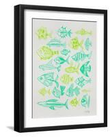 Fish Inklings in Green Ink-Cat Coquillette-Framed Art Print