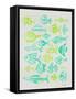 Fish Inklings in Green Ink-Cat Coquillette-Framed Stretched Canvas