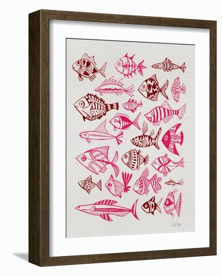 Fish Inklings in Pink Ink-Cat Coquillette-Framed Art Print