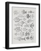 Fish Inklings in Silver Ink-Cat Coquillette-Framed Art Print