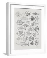 Fish Inklings in Silver Ink-Cat Coquillette-Framed Art Print