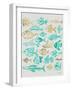 Fish Inklings in Turquoise and Gold Ink-Cat Coquillette-Framed Art Print