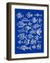 Fish Inklings on Navy-Cat Coquillette-Framed Art Print