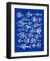 Fish Inklings on Navy-Cat Coquillette-Framed Art Print