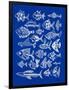 Fish Inklings on Navy-Cat Coquillette-Framed Art Print