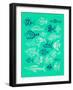 Fish Inklings on Tuquoise-Cat Coquillette-Framed Art Print
