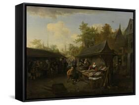 Fish Market-Cornelis Dusart-Framed Stretched Canvas