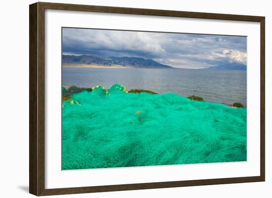 Fish net on the shore of Sayram Lake, Yining (Ghulja), Xinjiang Province, China-Keren Su-Framed Photographic Print