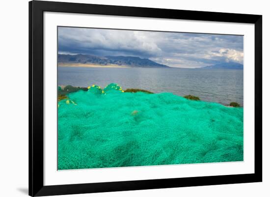 Fish net on the shore of Sayram Lake, Yining (Ghulja), Xinjiang Province, China-Keren Su-Framed Photographic Print