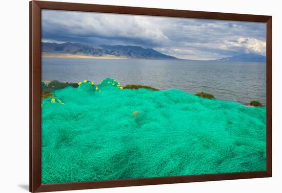 Fish net on the shore of Sayram Lake, Yining (Ghulja), Xinjiang Province, China-Keren Su-Framed Photographic Print