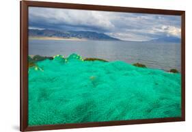 Fish net on the shore of Sayram Lake, Yining (Ghulja), Xinjiang Province, China-Keren Su-Framed Photographic Print