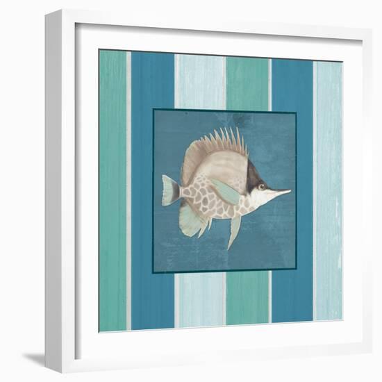 Fish on Stripes II-Elizabeth Medley-Framed Art Print