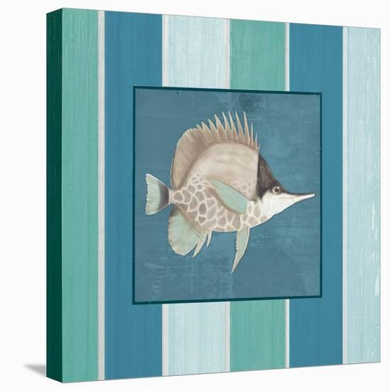 Fish on Stripes II-Elizabeth Medley-Stretched Canvas
