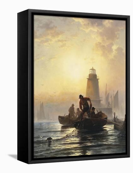 Fish Pond, Orient Bay, L. I, 1876-Edward Moran-Framed Stretched Canvas