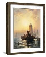 Fish Pond, Orient Bay, Long Island. 1876-Edward Moran-Framed Giclee Print