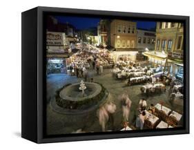 Fish Restaurants on the Pavement, Istanbul, Turkey-Simon Harris-Framed Stretched Canvas