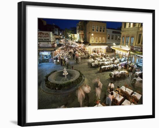 Fish Restaurants on the Pavement, Istanbul, Turkey-Simon Harris-Framed Photographic Print