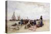 Fish Sale on the Beach-Bernardus Johannes Blommers-Stretched Canvas