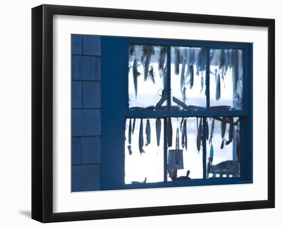 Fish Shack Window, Menemsha, Martha's Vineyard, Massachusetts, USA-Walter Bibikow-Framed Photographic Print