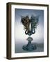 Fish-Shaped Vase with Milk Glass Foot Overlayed in Light Turquoise Aquamarine with Ruby-null-Framed Giclee Print