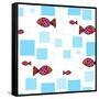 Fish Squares-null-Framed Stretched Canvas