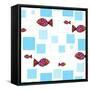Fish Squares-null-Framed Stretched Canvas
