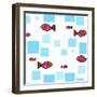 Fish Squares-null-Framed Premium Giclee Print
