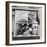 Fish Store in the Lower East Side, the Jewish Neighborhood of New York City. August 1942-null-Framed Photo