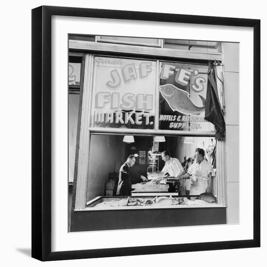 Fish Store in the Lower East Side, the Jewish Neighborhood of New York City. August 1942-null-Framed Photo