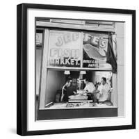 Fish Store in the Lower East Side, the Jewish Neighborhood of New York City. August 1942-null-Framed Photo