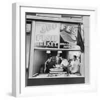 Fish Store in the Lower East Side, the Jewish Neighborhood of New York City. August 1942-null-Framed Photo