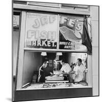 Fish Store in the Lower East Side, the Jewish Neighborhood of New York City. August 1942-null-Mounted Photo