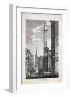 Fish Street Hill and the Monument, London, 1817-Robert Cabbel Roffe-Framed Giclee Print