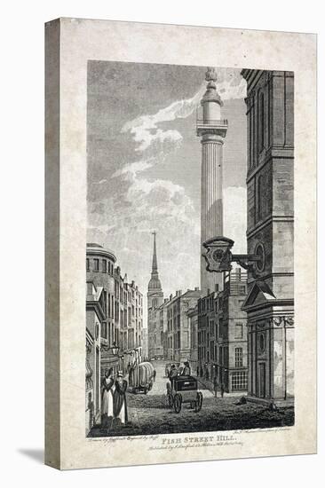 Fish Street Hill and the Monument, London, 1817-Robert Cabbel Roffe-Stretched Canvas